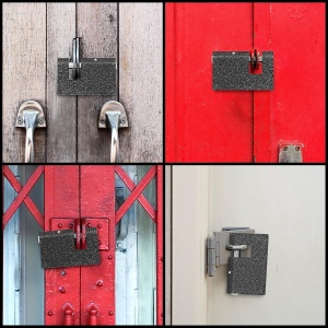 Set 2 lacate antifurt Kurtzy, carcasa din fier, 6 chei incluse, pentru porti, garaj, container, 7.5 x 4.8 cm, Negru - Img 3