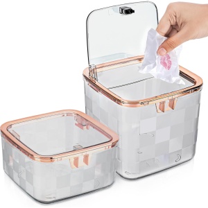 Set 2 mini cosuri de gunoi, Belle Vous, pentru birou/masa, capace pop-up, Gri