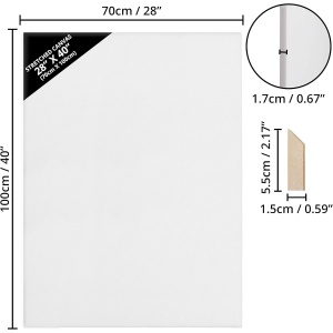 Set 2 panze pentru pictura Kurtzy, 70 x 100 cm, din bumbac, pentru vopsele acrilice si uleioase, 8 pene din lemn, Alb - Img 4