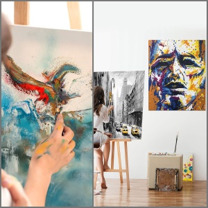 Set 2 panze pentru pictura Kurtzy, 90 x 120 cm, din bumbac, pentru vopsele acrilice si uleioase, 8 pene din lemn, Alb - Img 3