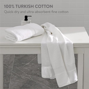 Set 2 prosoape de baie HOMELEVEL, 100% bumbac turcesc, 70x140 cm, 500 g/m², Alb - Img 2