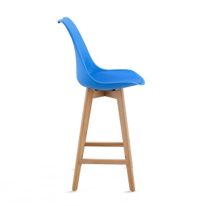 Set 2 Scaune Bar/Bucatarie Kiwari® Sama, Sezut PP si Picioare Lemn Fag, Inaltime 68 cm, Design Modern Bucatarie/Dining, Capacitate 120 kg, Albastru - Img 9