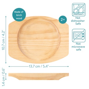 Set 2 tigai mici din fonta Navaris cu baza din lemn, 10.2 cm, 4", 426g, 60343.02 - Img 3