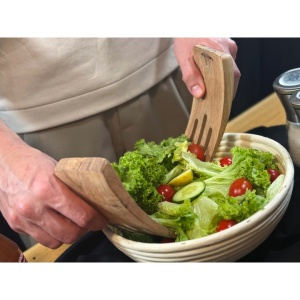 Set 2 ustensile pentru amestecat salata, Bonfesto®, 2 furculite tip gheare din lemn natural de Acacia, 15 x 7 x 2.5 cm - Img 5