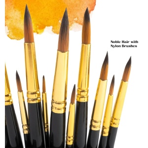 Set 24 de pensule, Tritart, pentru pictura, cu varf fin, perii din par sintetic, pentru acuarela, acril si ulei, Negru - Img 6