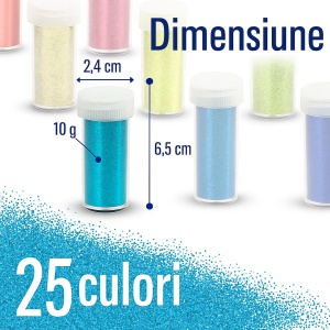 Set 25 recipiente Glitter, Tritart, slipici fin, 10 g/recipient, potrivit pentru arta, unghii, machiaj, Multicolor - Img 2
