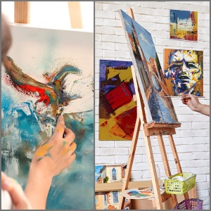 Set 4 panze pentru pictura, Belle Vous, tesatura din bumbac grunduit, 16 pene din lemn, dimensiuni mixte, potrivite pentru vopsele acrilice si uleioase, Alb - Img 4
