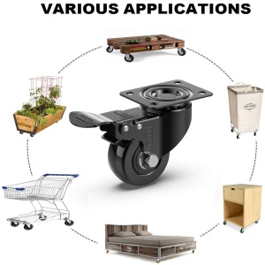 Set 4 roti cauciucate cu frana, GBL, Heavy Duty, silentionase, sarcina maxima pana la 200 Kg, 50 mm - Img 6