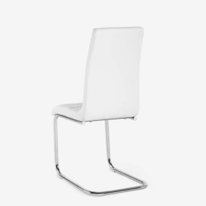Set 4 scaune elegante Dudak pentru bucatarie si sufragerie, AHD, din piele ecologica, cu spatar inalt, Alb - Img 4