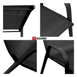 Set 4 Scaune Kiwari® Lago, 55.5x72.5x92.5 cm, Suprapozabil, Greutate maxima 110 kg, Gradina/Terasa/Balcon, Negru - Img 2