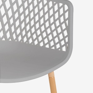 Set 4 scaune moderne de exterior pentru gradina si terasa, cu brate, AHD, Tzura, din polipropilena, Gri - Img 3