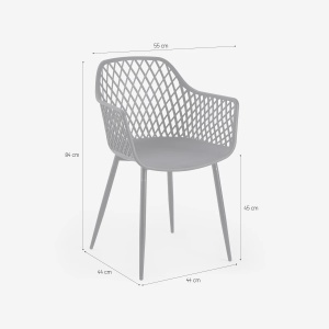 Set 4 scaune moderne de exterior pentru gradina si terasa, cu brate, AHD, Vetra, din polipropilena, ALB - Img 3