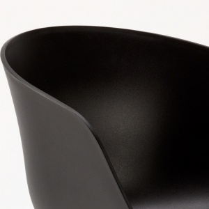 Set 4 scaune Norky cu brate, negru, picioare metalice cu efect de lemn natural, design modern, 50x45x77 cm, Negru - Img 3