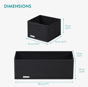 Set 6 cutii de organizare Navaris, pliabile, dimensiuni diferite 14x14x10cm, 28x14x10cm, Negru - Img 8