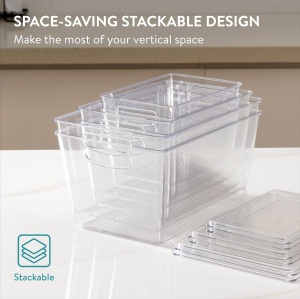Set 6 cutii depozitare Navaris, transparente, stivuibile, 3 dimensiuni - Img 2