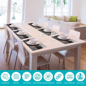 Set 6 Naproane, Belle Vous, din PVC, Dreptunghi, Termorezistente, Antiderapante si Lavabile, 30 x 44.5 cm, Gri/Negru - Img 5