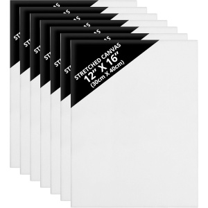 Set 7 panze pentru pictura Kurtzy, 30x40 cm, din bumbac, 3 mm grosime, pentru vopsele acrilice si uleioase, Alb