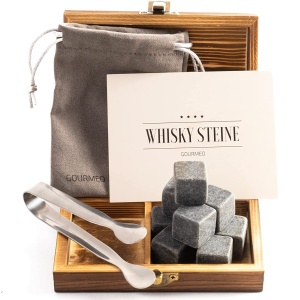 Set 9 Pietre de Whisky, Gourmeo, Cubic, Cutie de Lemn si Cleste, Gri - Img 4