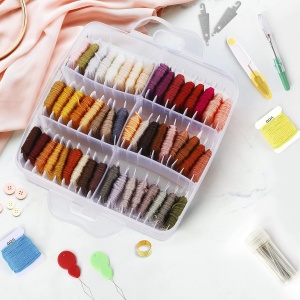 Set ata de broderie, Handi Stitch, 150 fire colorate, polieste/bumbac, 30 ace, organizator transparent 14.5 x 14.5 x 13 cm, accesorii, Multicolor - Img 4