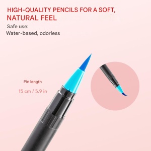 Set carioci profesionale, Intrend, pentru pictura, caligrafie, cerneala pe baza de apa, 6 carioci cu varf flexibil, 1 pensula cu rezervor pentru apa, Multicolor - Img 3