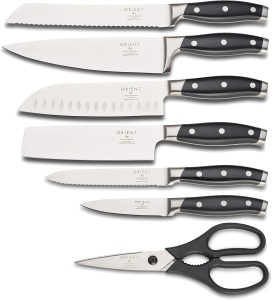 Set de cutite pentru bucatarie, Orient, Origin Series, 8 piese, suport design granit, premium, Otel Inoxidabil german X50 Ultra+, Negru - Img 4