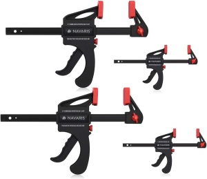 Set de menghine portabile profesionale Navaris, cu cleme de fixare ajustabila si presare, deschidere de 100-150 mm, forta de prindere 20-60 Kg, 4 bucati