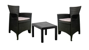 Set mobilier gradina/terasa, Progarden, Forest, 3 piese, polipropilena, antracit, 2 scaune 59x57x85.5 cm, masa 59x56x40 cm, cu perne incluse - Img 2