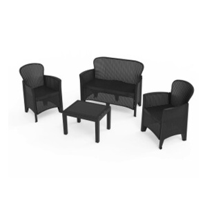 Set mobilier gradina/terasa, Progarden, JUNGLE, 4 piese, polipropilena, canapea 2 locuri 113x57x57.5 cm, 2 scaune 59x57x85.5 cm, masa 59x46x40 cm, cu perne incluse - Img 3