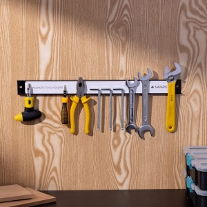 Set organizatoare scule Navaris, 2 bare magnetice, 46x4cm, Alb/Negru, capacitate 15kg - Img 7