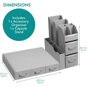 Set suport aparat cafea 3 sertare pentru capsule si organizator 2 sertare pentru consumabile Navaris, gri, NAV000018GT002C - Img 2