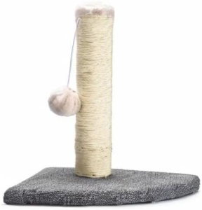 Stalp de zgariat pentru pisici cu jucarie bila pufoasa, Pfotenolymp, sisal, 34 x 26 cm