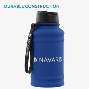 Sticla de apa Navaris, din otel inoxidabil, cu un singur perete, 1.3L, Albastru - Img 2