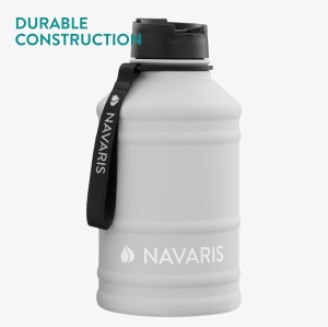 Sticla de apa Navaris, din otel inoxidabil, cu un singur perete, 2.2L, Gri - Img 5