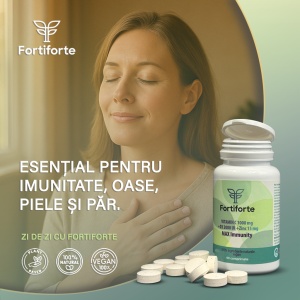 Supliment alimentar VITAMIN C 1000 mg + D3 2000 UI + Zinc 15 mg MAX Immunity, Fortiforte, 60 comprimate - Img 3