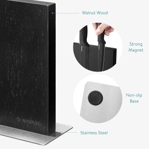 Suport magnetic cu 2 fete Navaris pentru cutite, 25x23x10 cm, lemn de cauciuc, 50416.025.04 - Img 6