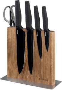 Suport magnetic cu doua fete Navaris pentru cutite, lemn de nuc, 25x23x10 cm, 50416.025.03