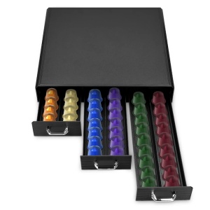 Suport pentru capsule de cafea Navaris cu 3 sertare, Universal, 48 capsule, Negru, 47364.02 - Img 5