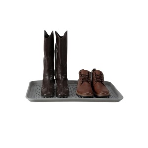 Tava pentru incaltaminte Navaris, set 3, 60 x 40 x 2.8 cm, din plastic, utilizare interior/exterior, Gri