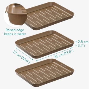 Tava pentru incaltaminte set 3, Navaris, 35x27x2.5 cm, plastic, maro - Img 3