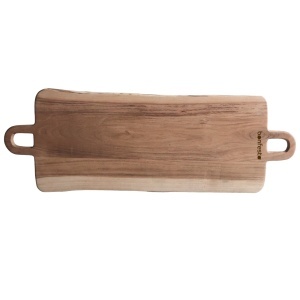 Tocator cu 2 manere dreptunghiular din lemn natural de Acacia, Bonfesto®, 70x 25 x 1.5 cm