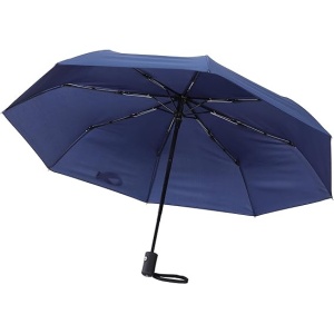 Umbrela SWISSONA, rezistenta la vant, compacta cu deschidere si inchidere pe buton, 90 cm, 8 brate din otel, husa, Albastru inchis