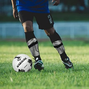 Aparatori Tibie Fotbal Vizari Matera, Carcasa PP Usoara, Spuma EVA, Protectie Glezna Integrata, marimea L, Negru/Alb - Img 2