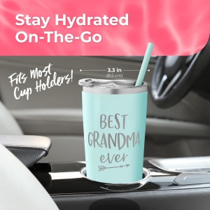 Cana termos calatorie Best Grandma Ever, SassyCups, mint, otel inoxidabil, 625 ml - Img 3