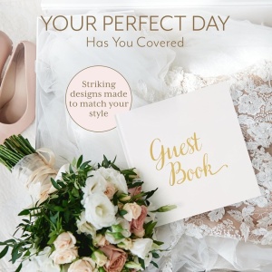 Carte de Oaspeti pentru Nunta, Your Perfect Day, 180 g/m², 32 de pagini, 22 x 22 cm, Guestbook, Alb/Auriu - Img 8