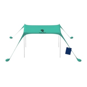 Cort de plaja Sun Ninja, 120 x 80 cm, instalare rapida, protectie UV, 4 stalpi aluminiu, geanta termoizolanta, Verde