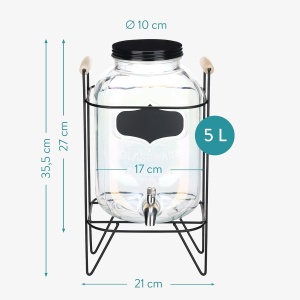 Dozator bauturi Navaris, 5L, cu stand metalic, design rainbow efect, sticla, 51378.03 - Img 2