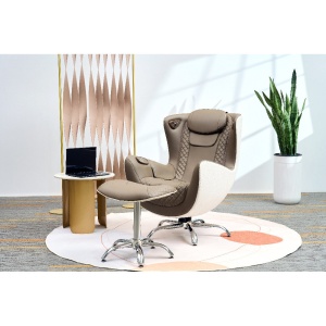 Fotoliu de masaj electric cu taburet, functie de incalzire, masaj 2D, 110 x 68 x 110 cm, maro - Img 3