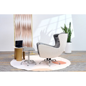 Fotoliu de masaj electric cu taburet, functie de incalzire si mecanism 2D, 110 x 68 x 110 cm, Gri - Img 2