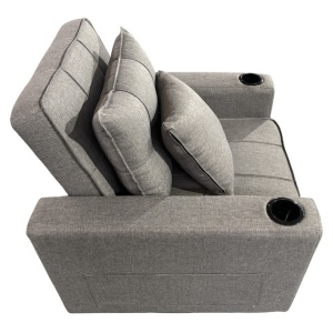 Fotoliu extensibil pentru dormit, cu spatar reglabil, perna, suport pentru pahar si buzunar lateral, 94x87x90 cm, Gri - Img 3