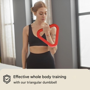 Greutate Triunghi tip Kettlebell, POWRX, invelis din silicon, 30.5 x 28 x 3.7 cm, 4.7 KG, Rosu - Img 3